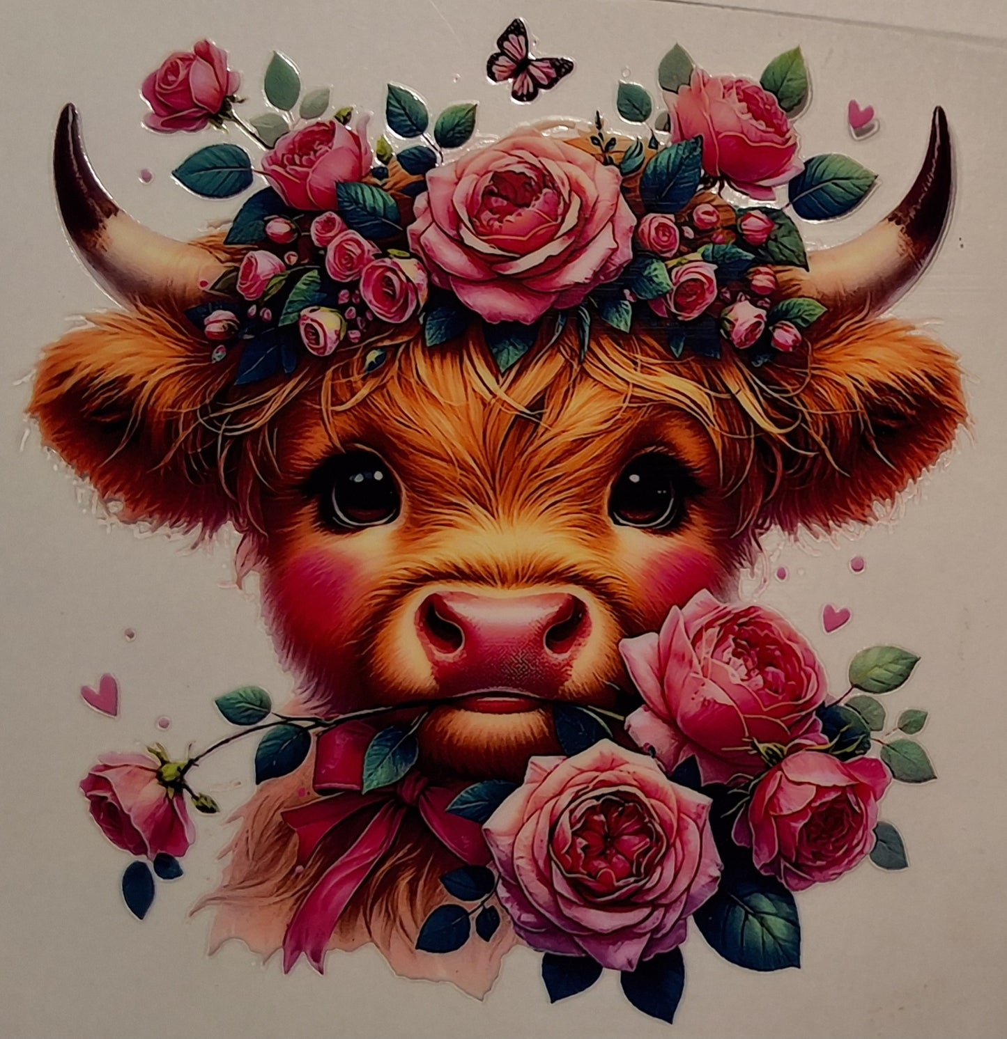 Flower highland cow medium decal