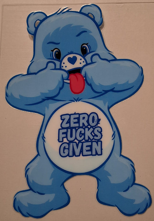 Zero F*cks bear small decal