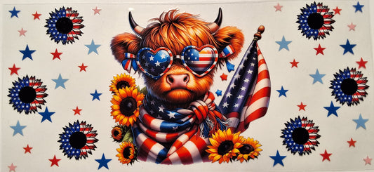 Highland cow 4th of July 16oz wrap
